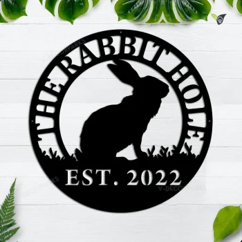 Personalized Rabbit Metal Sign, Rabbit Yard Metal Sign, Garden Sign, Rabbit Farm Sign