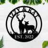 Buck And Doe Deer, Custom Family Name, Steel Art, Deer In Woods, Antler Sign, Family Name Sign, Custom Metal Sign, Cabin Decor