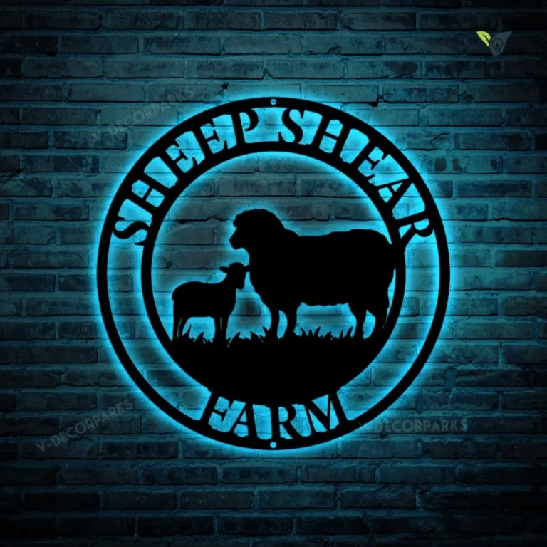 Sheep Metal Sign With Led Lights, Custom Sheep And Lamb, Farmer Sign, Personalized, Established, Plasma Cut Steel Sign