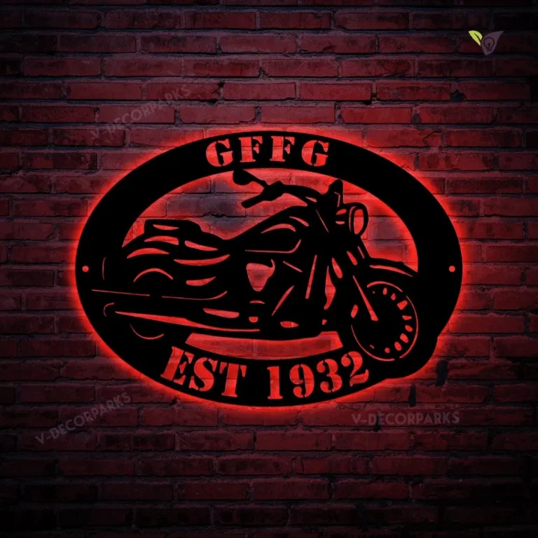 Motorcycle Sign Personalized Metal Sign With Led Lights, Motor Sign, Custom Metal Wall Art, Ride Sign, Workshop, Man Cave Sign