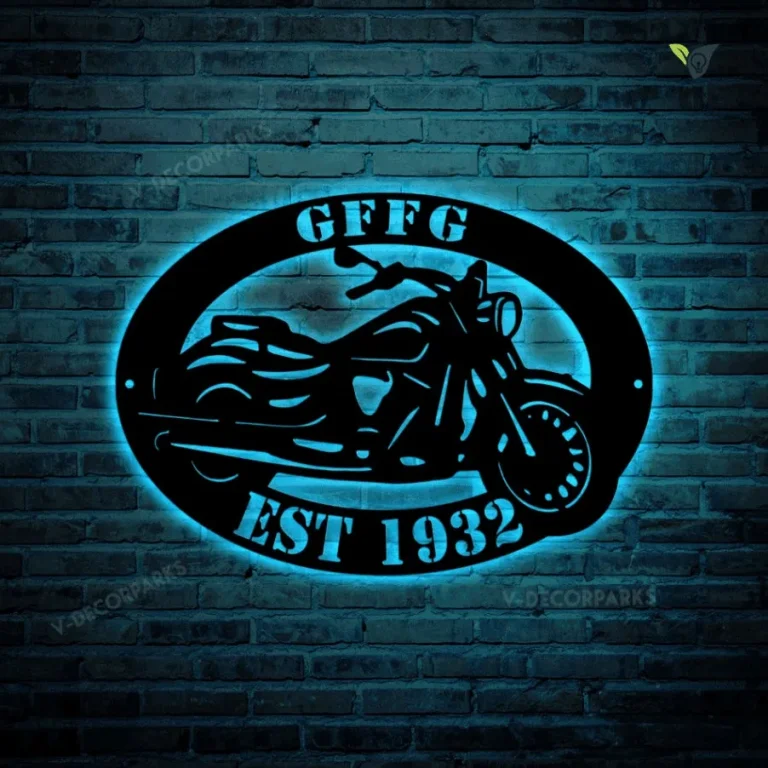 Motorcycle Sign Personalized Metal Sign With Led Lights, Motor Sign, Custom Metal Wall Art, Ride Sign, Workshop, Man Cave Sign