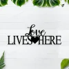 Love Lives Here Shelf Decor, Metal Wall Hanging, Love