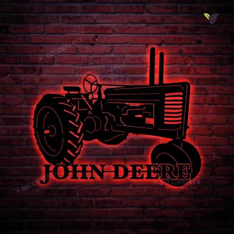 Custom Tractor Metal Sign With Led Lights, Tractor Cut Metal Farm Sign, Farm Wall Metal Art