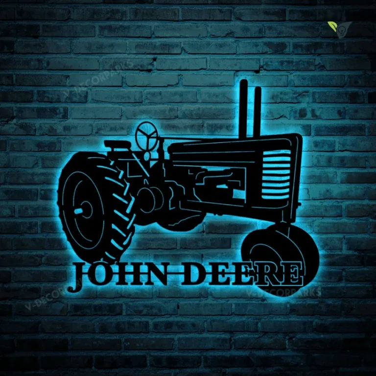 Custom Tractor Metal Sign With Led Lights, Tractor Cut Metal Farm Sign, Farm Wall Metal Art