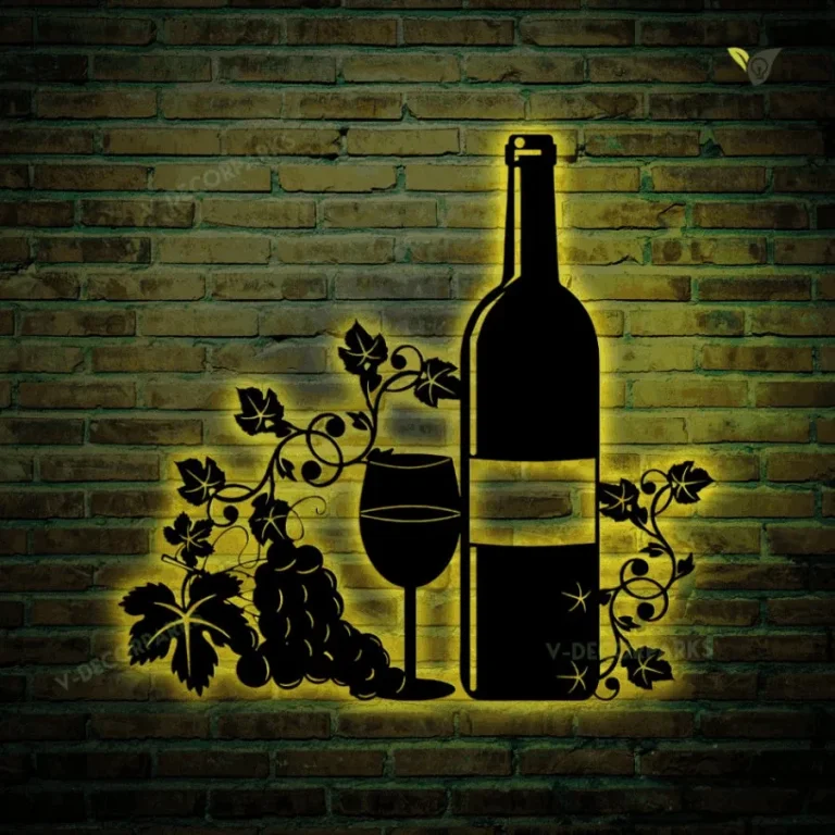 Custom Wine Metal Sign With Led Lights, Wine Decor, Dining Decor, Wine Lover, Metal Wall Decor, Wall Hanging, Metal Wall Art