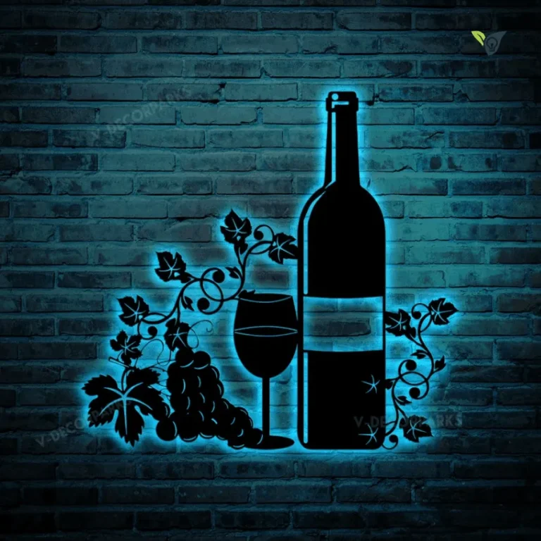 Custom Wine Metal Sign With Led Lights, Wine Decor, Dining Decor, Wine Lover, Metal Wall Decor, Wall Hanging, Metal Wall Art
