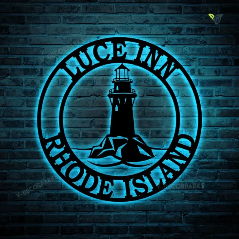 Lighthouse Sign - Light House Custom Metal Sign With Led Lights - Lighthouse Metal Art - Nautical Sign - Beach House Sign