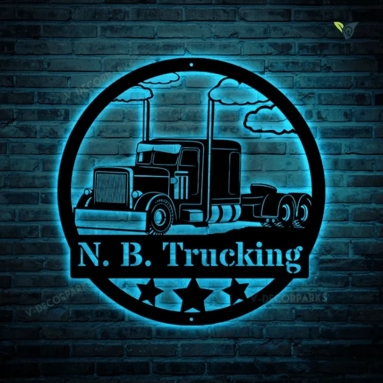 Custom Trucking Company Metal Sign With Led Lights - Truck Driver Gift - Transport Business Sign - Personalized Metal Art - Trucker