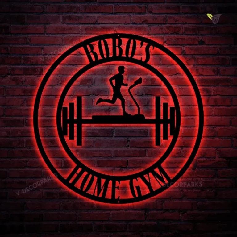 Personalized Gym Name Metal Sign With Led Lights - Cross Fit Sign - Custom Muscle Name Sign - Metal Wall Art, Outdoor Gym Sign