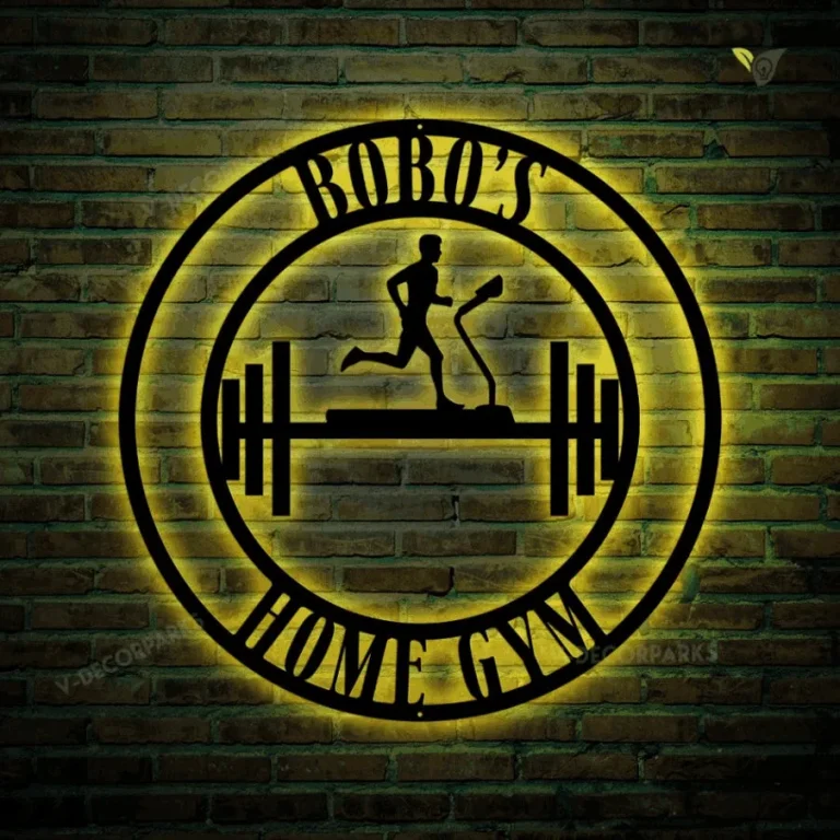 Personalized Gym Name Metal Sign With Led Lights - Cross Fit Sign - Custom Muscle Name Sign - Metal Wall Art, Outdoor Gym Sign