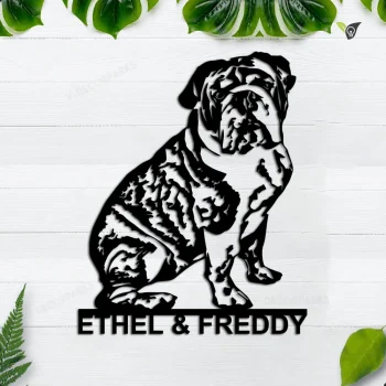 English Bulldog Metal Wall Decor, Custom English Bulldog Name Sign, Personalized English Bulldog Metal Sign
