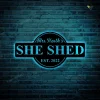 She Shed Personalized Outdoor Metal Wall Art With Led Light, Established Date Sign, Gift For Her, She Shed, Mom Cave