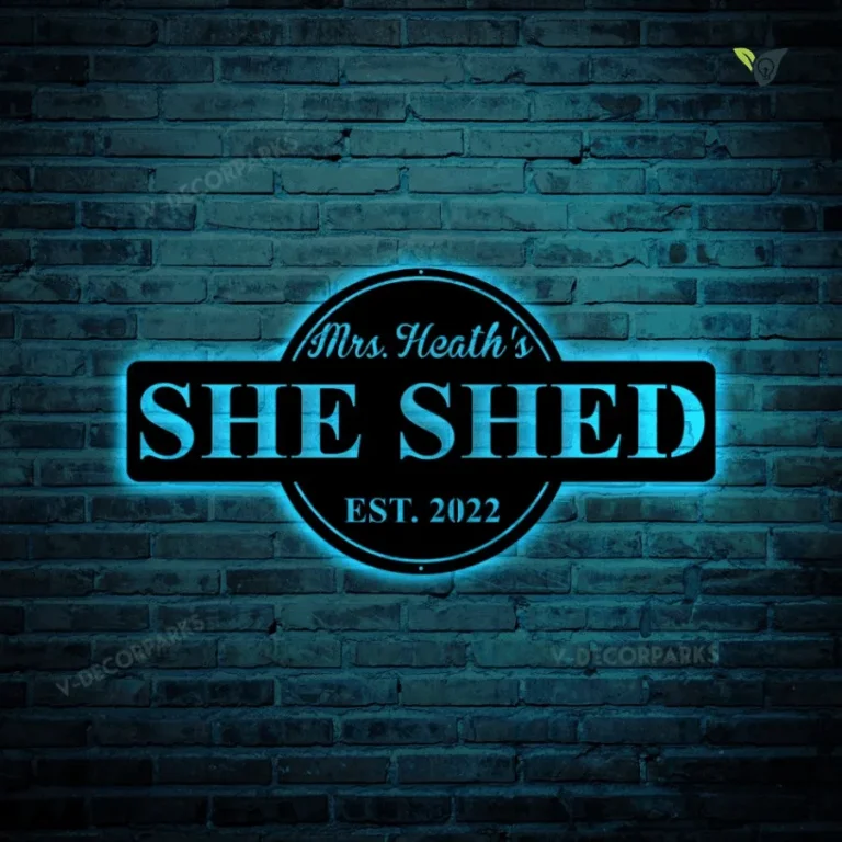 She Shed Personalized Outdoor Metal Wall Art With Led Light, Established Date Sign, Gift For Her, She Shed, Mom Cave