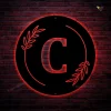 Personalized Classic Initial Metal Sign With Led Lights, Letters Monogram Metal Wall Art For Living Room, Personalized Family Name Metal Sign