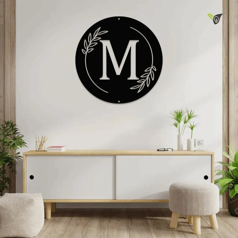 Personalized Classic Initial Metal Sign With Led Lights, Letters Monogram Metal Wall Art For Living Room, Personalized Family Name Metal Sign