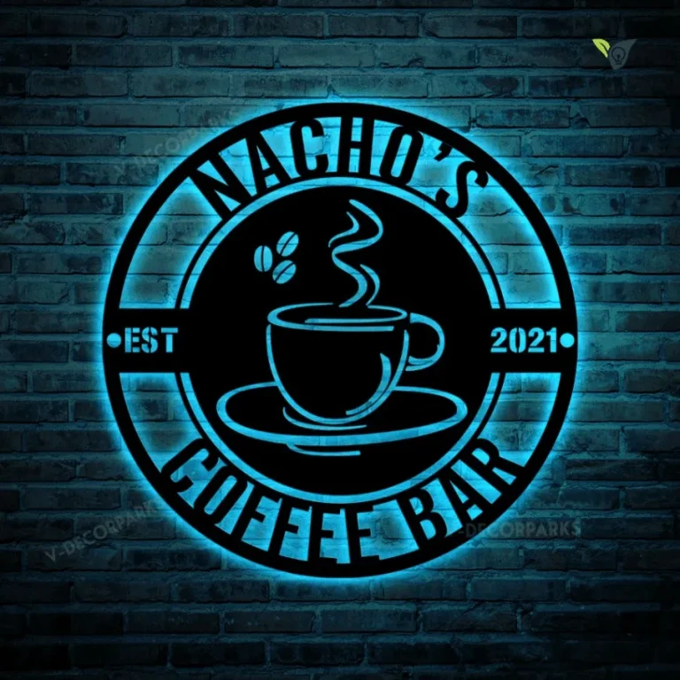 Personalized Coffee Bar Metal Sign With Led Lights, Coffee Bar Decor, Coffee Sign, Metal Coffee Sign, Coffee Metal Wall Art