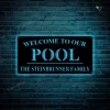 Welcome To Our Pool Metal Art With Led Lights, Personalized Pool Name Sign, Outdoor Pool Sign, Backyard Decor, Welcome Pool Sign