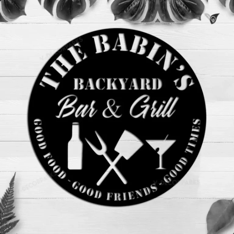 Backyard Bar And Grill Custom Metal Sign, Personalized Bar Sign, Whiskey Sign, Metal Family Name Sign, Pub Sign, Pub Wall Decor, Irish Pub