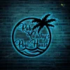 Personalized Family Pool Metal Art With Led Lights, Pool Palm Tree Sign, Tree House Sign, Last Name Sign, Family Name Sign