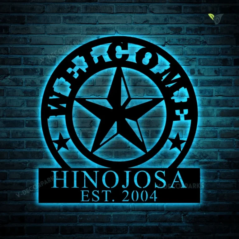 Personalized Family Name Metal Sign With Led Lights, Metal Established Family Sign, Housewarming Gift, Welcome Sign, Custom Texas Sign, Texas Star