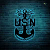 Master Chief Petty Officer Fouled Anchor Silhouette Metal Sign With Led Lights, Cut Metal Sign With Led Lights Wall Decor