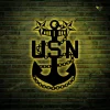 Master Chief Petty Officer Fouled Anchor Silhouette Metal Sign With Led Lights, Cut Metal Sign With Led Lights Wall Decor