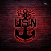 Master Chief Petty Officer Fouled Anchor Silhouette Metal Sign With Led Lights, Cut Metal Sign With Led Lights Wall Decor