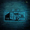 Metal Art With Led Lights Semi Truck And Trailer, Semi Truck Metal Wall Decoration, Personalized Company Name, Extra Metal Wall Abstract