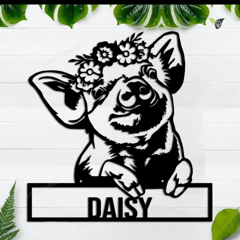 Personalized Pig Haven Farm Name Metal Sign, Monogram Wall Metal Art