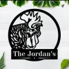 Rooster Monogram Custom Name Metal Sign, Personalized Name Cut Metal Sign Wall Hanging Decor