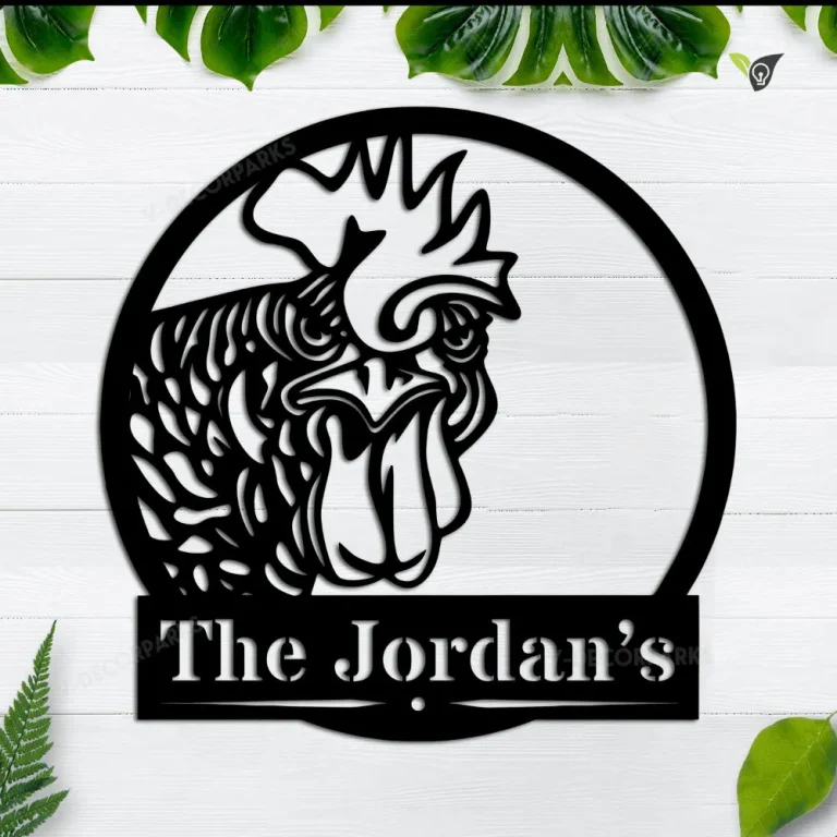 Rooster Monogram Custom Name Metal Sign, Personalized Name Cut Metal Sign Wall Hanging Decor