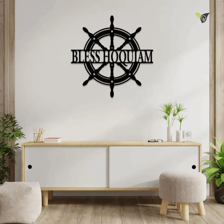 Ship Wheel Custom Monogram Metal Sign With Led Lights, Helm, Metal Art, Metal Sign Wall Art Nautical Beach Sign, Beach House