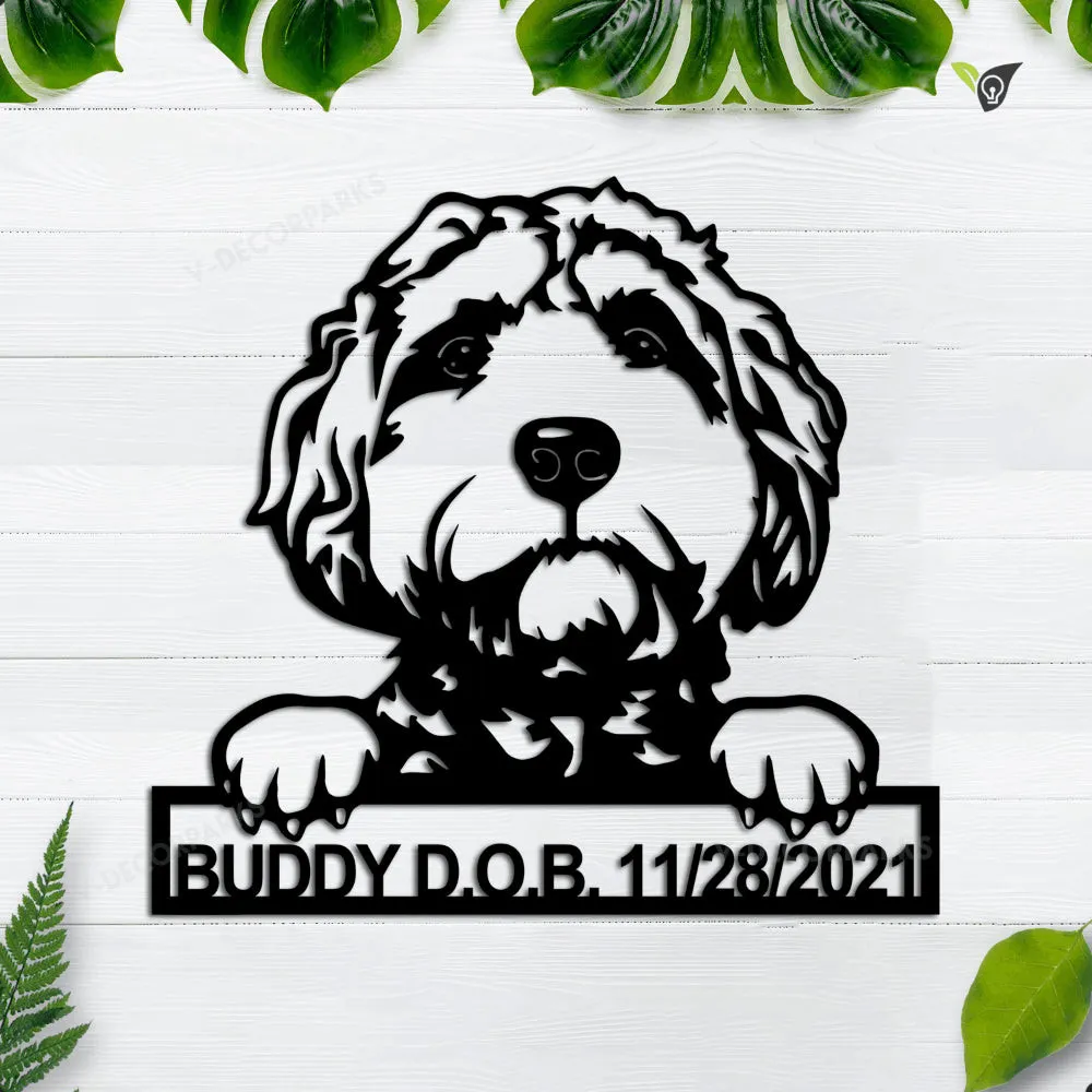 GCMSPDZ14273-8ch_dog.webp Personalized Goldendoodle Metal Sign, Goldendoodle Metal Wall Art, Dog Metal Sign, Goldendoodle Gift, Goldendoodle Lover Gift Goldendoodle