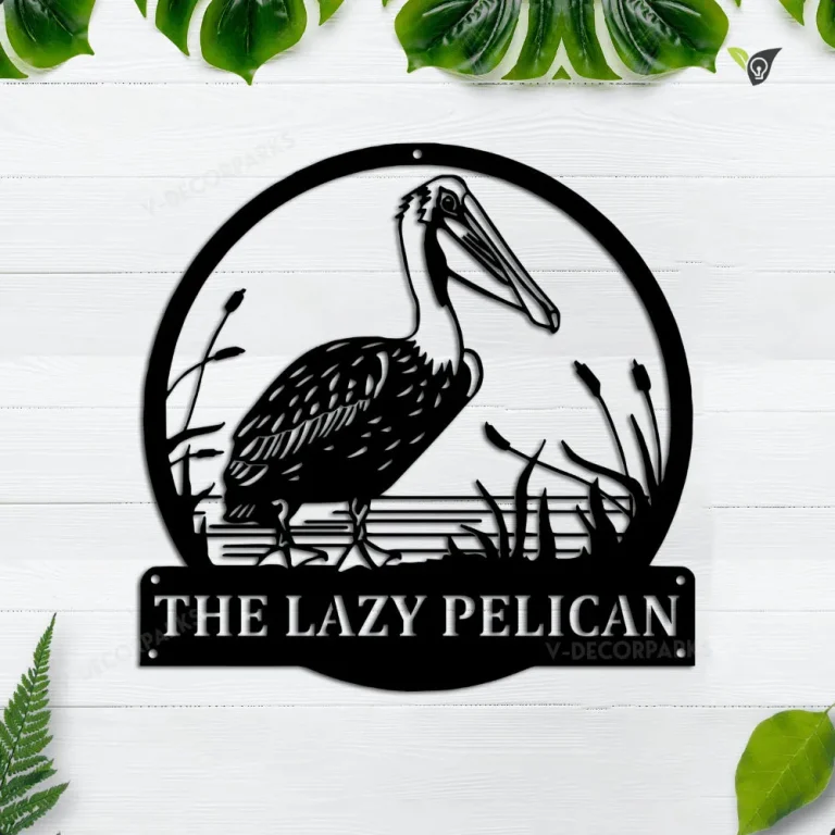 Personalized Pelican Monogram Metal Sign Art, Custom Pelican Metal Sign, Father's Day Gift, Wedding Gift