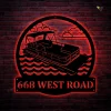 Personalized Pontoon Boat Metal Sign With Led Lights Art V4, Custom Pontoon Boat Monogram Metal Wall Art, Pontoon Boat Home Decor