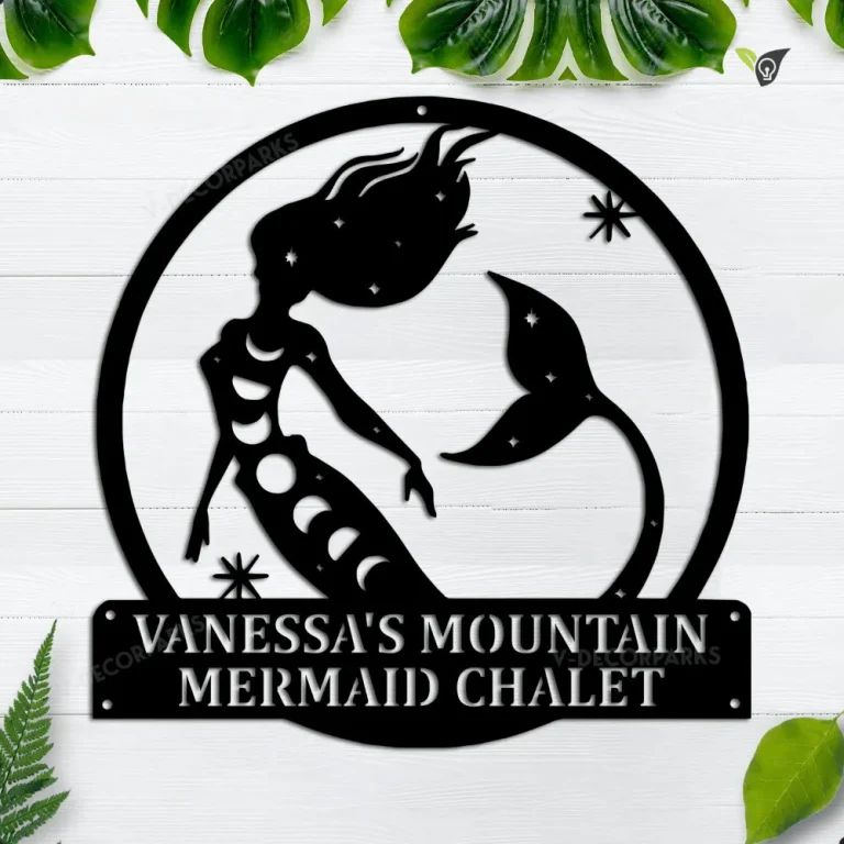 Personalized Moon Mermaid Monogram Metal Sign Art, Custom Mermaid Monogram Metal Sign, Mermaid Gift