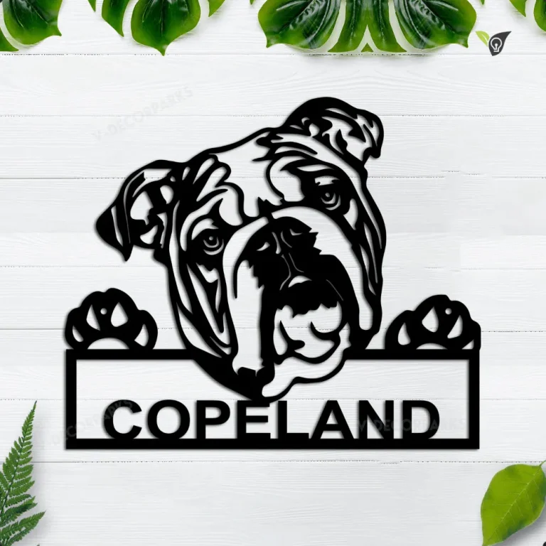 Personalized English Bulldog Metal Sign Art, Custom English Bulldog Metal Sign, Father's Day Gift, Pets Gift, Birthday Gift