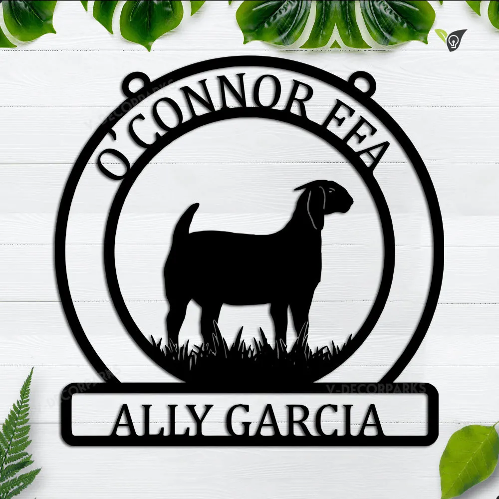 GCMSPDZ16604-3399-14inch.webp Metal Goat Sign, Metal Farm Sign - Personalized Name Goat Farm Metal Sign