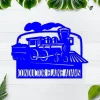 Personalized Train Sign, Train Metal Sign, Gift For Train Lover, Indoor Train Sign, Train Gifts, Coal Train Monogram - Steel Sign