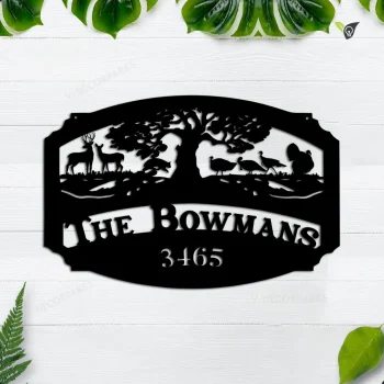 Personalized Name Deer Turkey Hunting Metal Sign, Custom Outdoor Cabin, Lodge