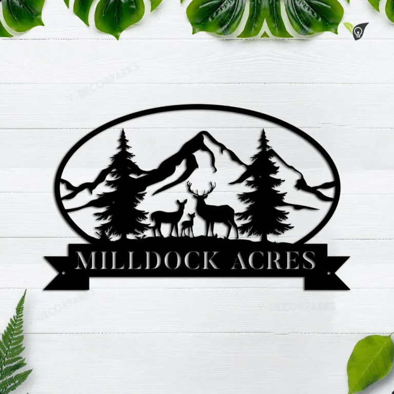 Personalized Family Name Deer Hunting Metal Sign, Custom Deer Hunter Metal Sign Monogram, Custom Outdoor Farm, Cabin, Lodge