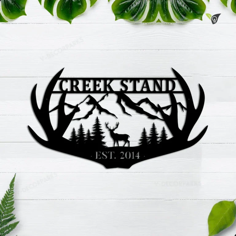 Personalized Family Name Deer Hunting Hunter Metal Sign Monogram, Custom Outdoor Farm, Cabin, Lodge, Wildlife Metal Wall Decor, Art Gift For Him