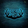 Personalized Family Name Deer Hunting Hunter Metal Sign With Led Lights Monogram, Custom Deer Antler Metal Sign For Living Room