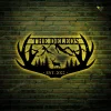 Personalized Family Name Deer Hunting Hunter Metal Sign With Led Lights Monogram, Custom Deer Antler Metal Sign For Living Room