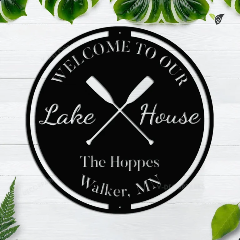Personalized Lake House Metal Sign Monogram, Custom Metal Art