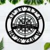 Personalized Text Gps Nautical Compass Lake House Metal Sign, Custom Gps Compass Metal Wall Art