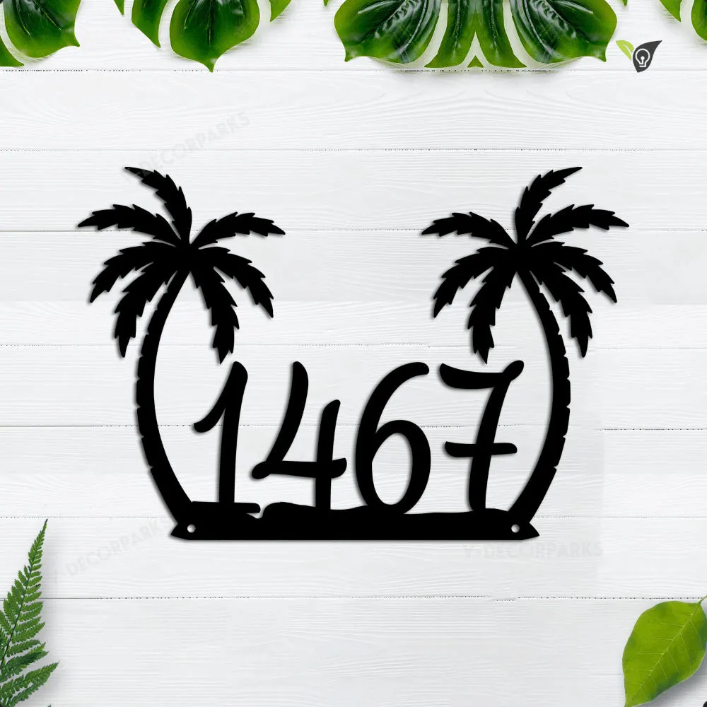 GCMSPDZ8265-120112-dua-so-14-inch.webp Personalized Address Palm Beach House Metal Sign Monogram, Custom Outdoor House, Lake