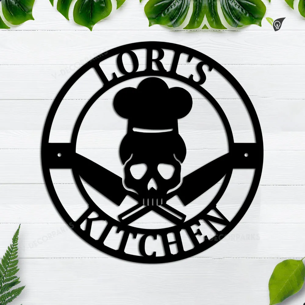 GCMSPDZ8486-2891-14inch_daulau.webp Personalized Name Skull Cooking Chef Metal Sign