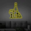 Glass Wine Bottle Grape Wall Art Metal With Led Lights, Bar Sign Home Decor, Many Size And Color