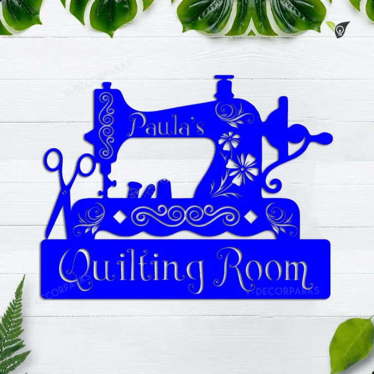 Personalized Sewing Machine Metal Sign, Sewing Room Metal Art, Sewing She Shed Metal Wall Decor